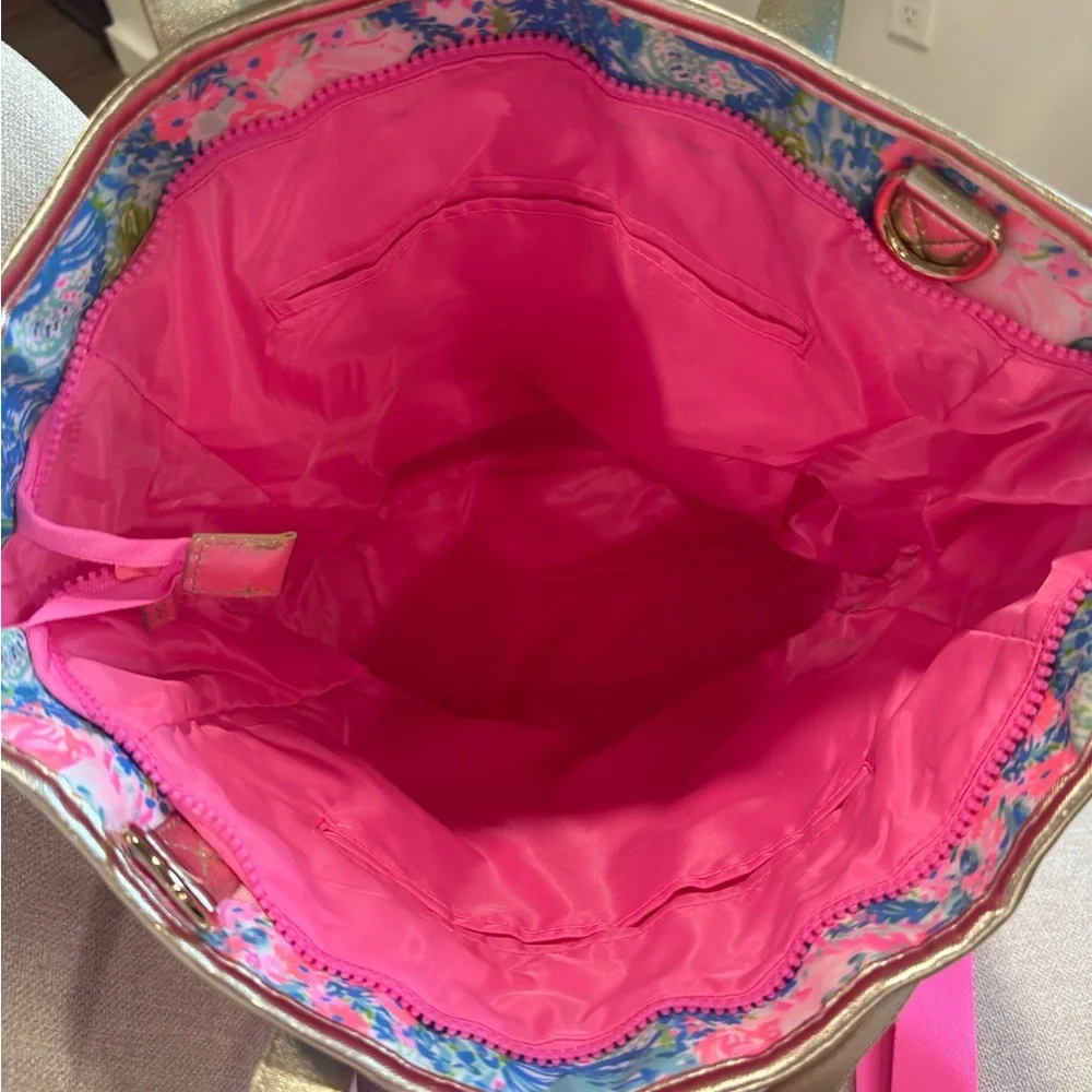 Lilly Pulitzer Vibrant Blue and Pink Tote Backpack - Picture 6 of 9